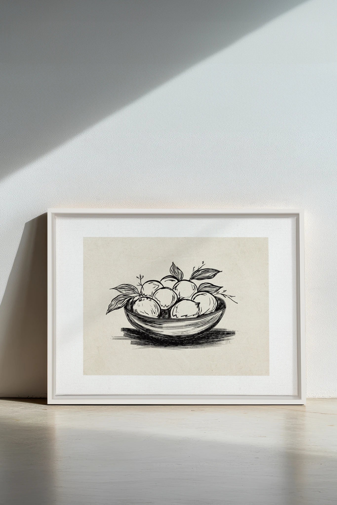 LEMON SKETCH, Work on stretched canvas, framed White