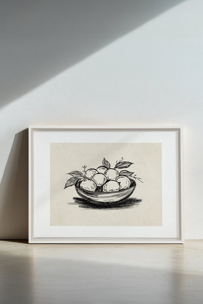 LEMON SKETCH, Work on stretched canvas, framed White