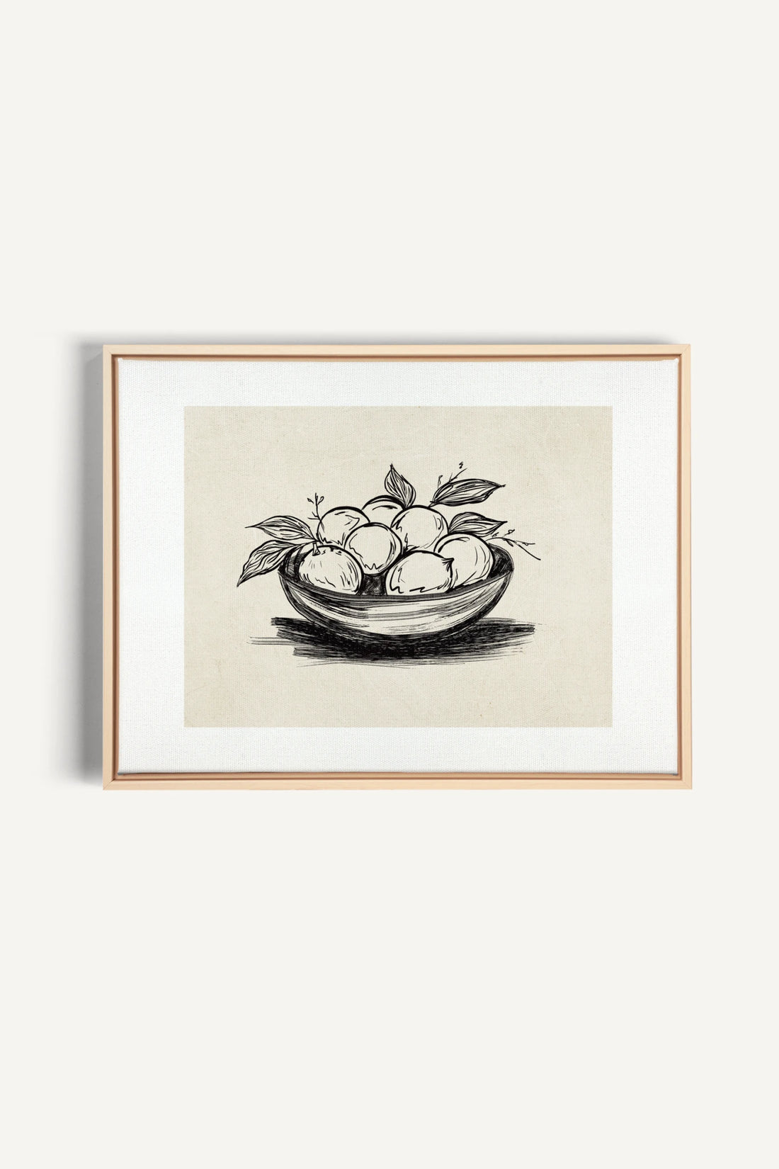 LEMON SKETCH, Oeuvre sur toile étirée, encadré Naturel Clair