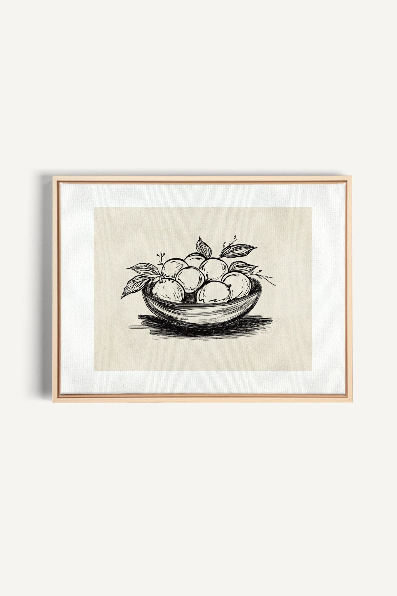 LEMON SKETCH, Oeuvre sur toile étirée, encadré Naturel Clair