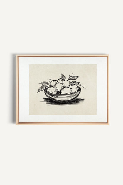 LEMON SKETCH, Oeuvre sur toile étirée, encadré Naturel Clair