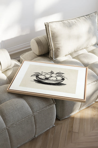 LEMON SKETCH, Oeuvre sur toile étirée, encadré Naturel Clair