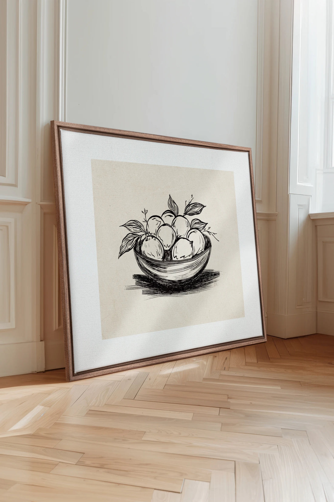 LEMON SKETCH, Work on stretched canvas, framed Oak Brown