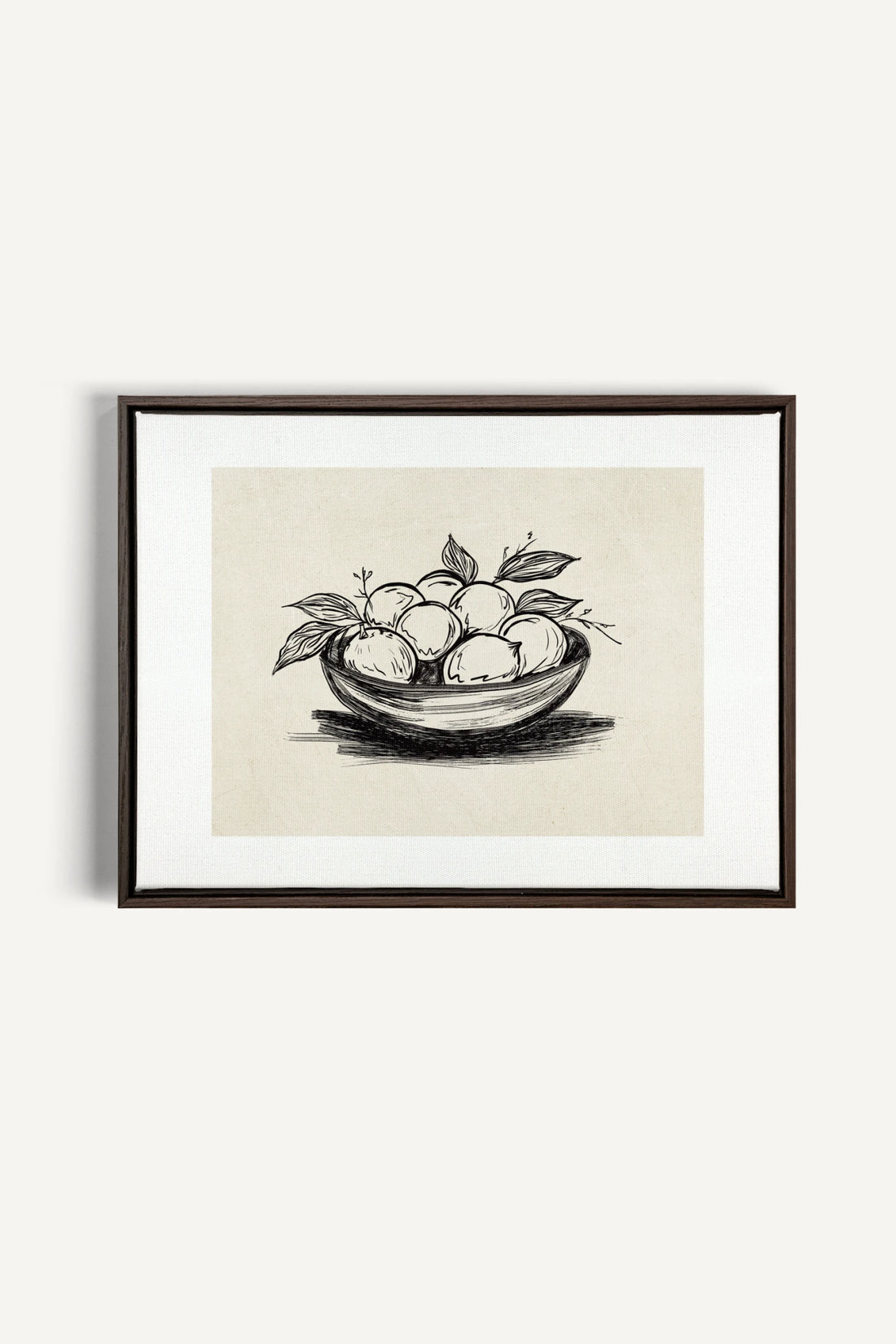 LEMON SKETCH, Oeuvre sur toile étirée, encadré Brun Noyer