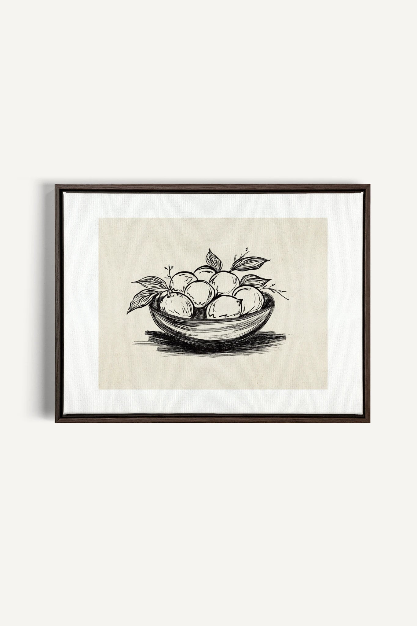 LEMON SKETCH, Work on stretched canvas, framed Walnut Brown