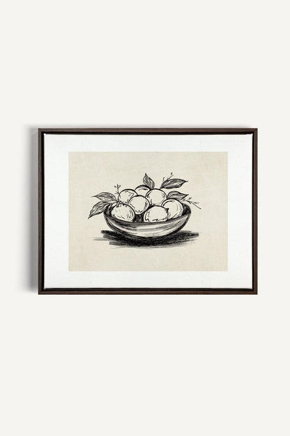 LEMON SKETCH, Work on stretched canvas, framed Walnut Brown