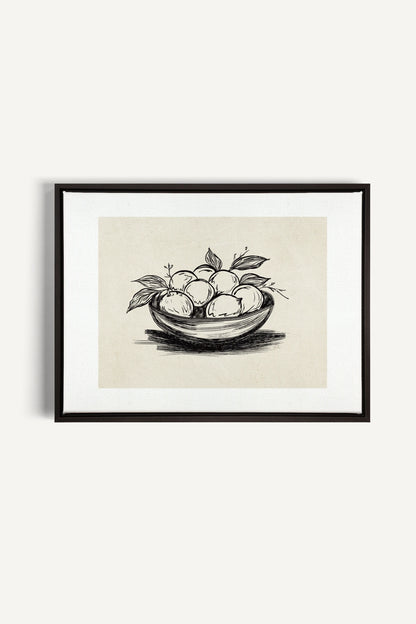 LEMON SKETCH, Work on stretched canvas, framed Black