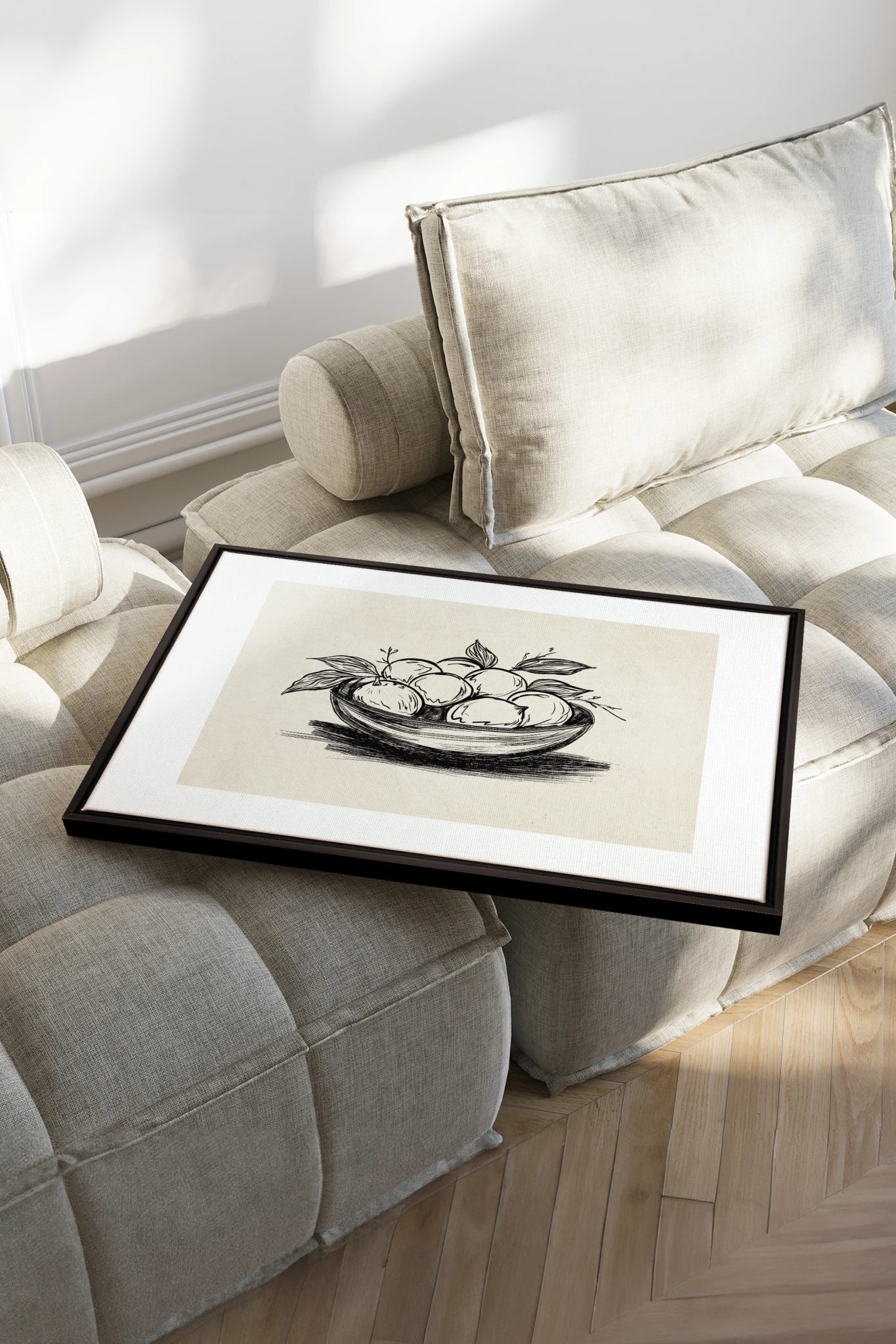 LEMON SKETCH, Work on stretched canvas, framed Black