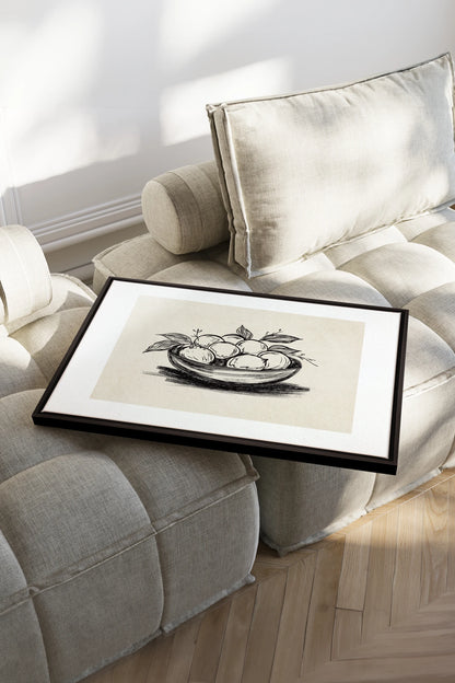 LEMON SKETCH, Work on stretched canvas, framed Black