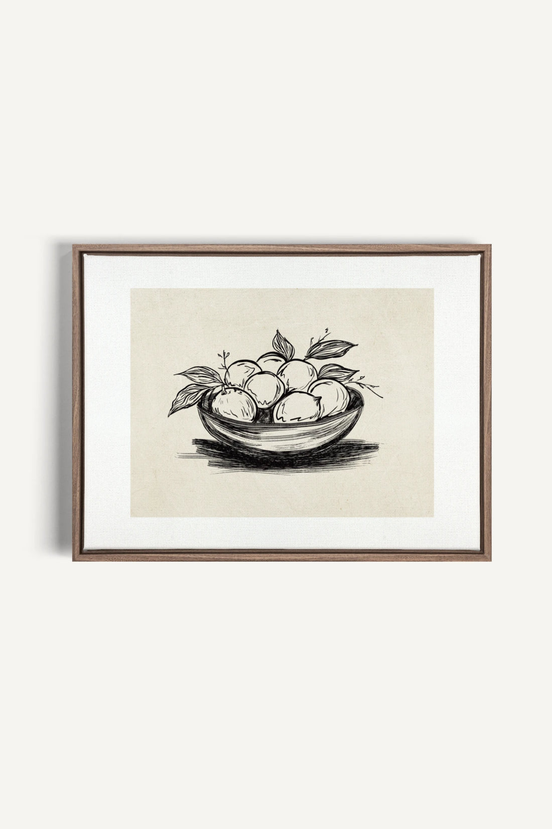 LEMON SKETCH, Work on stretched canvas, framed Oak Brown