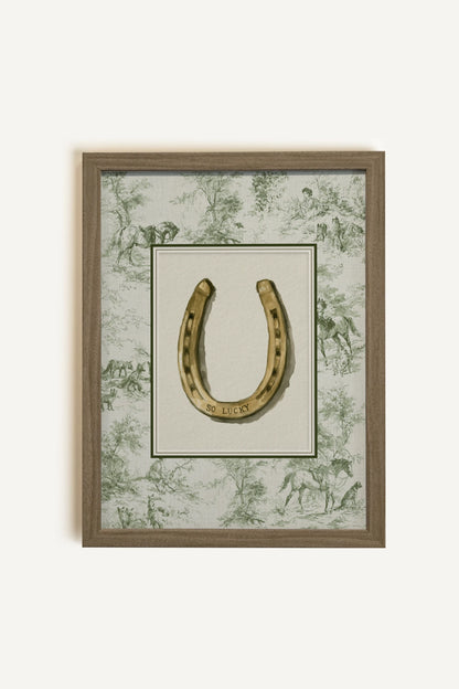 LE PORTE-BONHEUR, Oeuvre sur toile rigide, encadré brun chêne