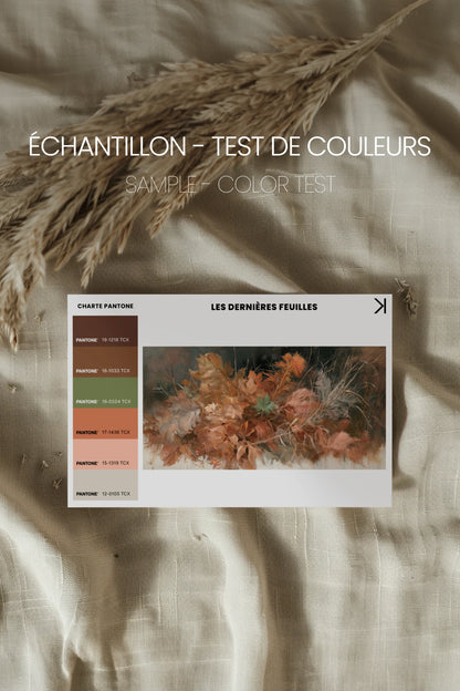 LES DERNIÈRES FEUILLES, Oeuvre sur toile étirée, encadré Brun Chêne