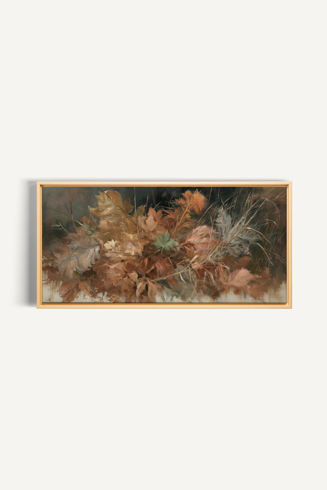THE LAST LEAVES, Artwork on stretched canvas, Light Natural frame