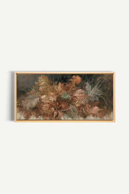 LES DERNIÈRES FEUILLES, Oeuvre sur toile étirée, encadré Naturel Clair