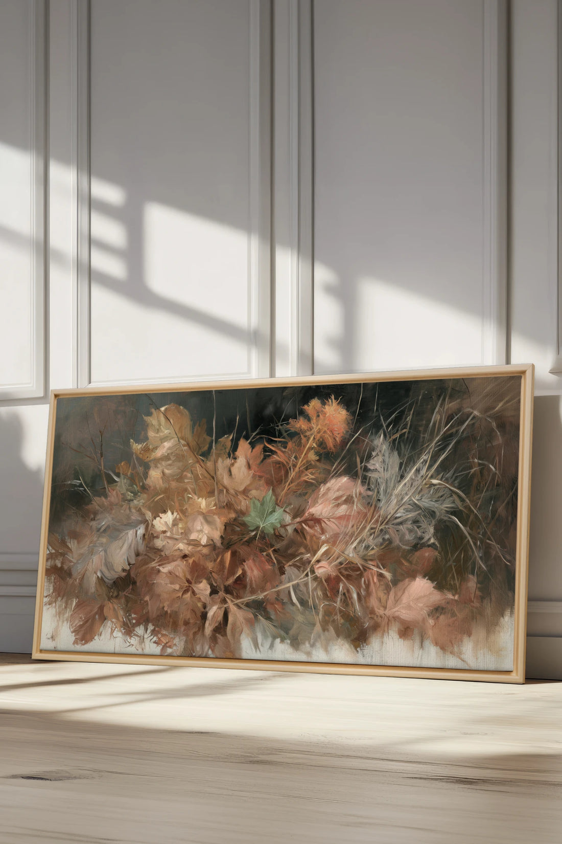 THE LAST LEAVES, Artwork on stretched canvas, Light Natural frame