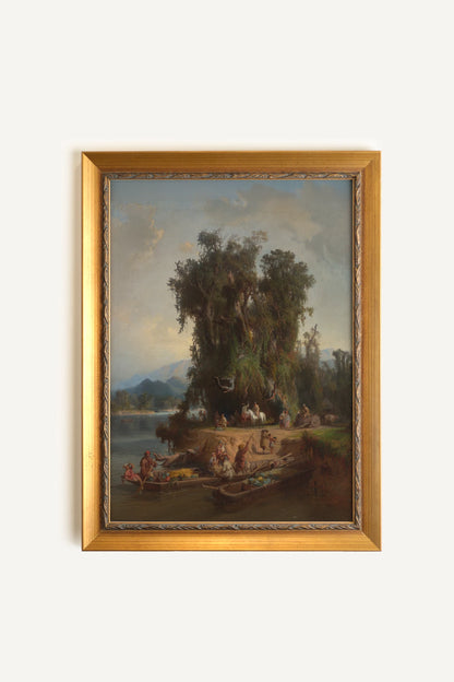 LES RIVES DU TEMPS, Oeuvre sur toile rigide, encadré Vintage Or