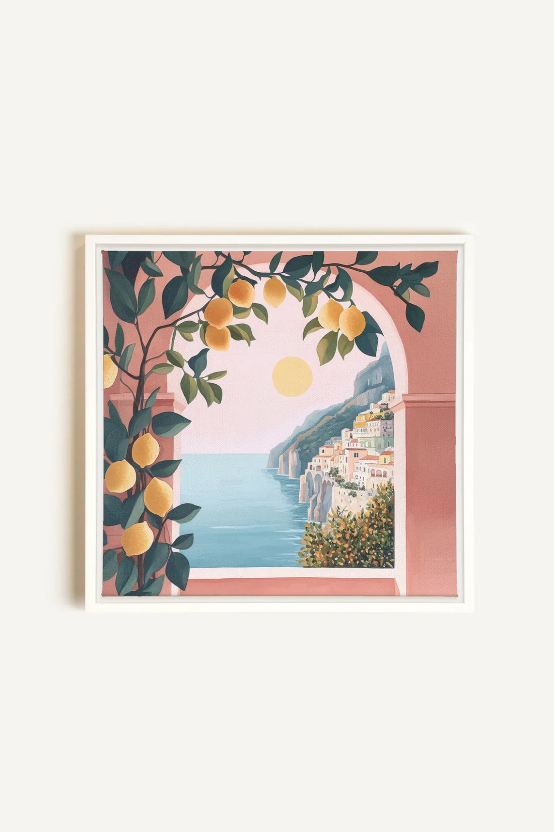 OLEKA CANVAS - LIMONADE ROSE, Oeuvre sur toile étirée, encadré Blanc