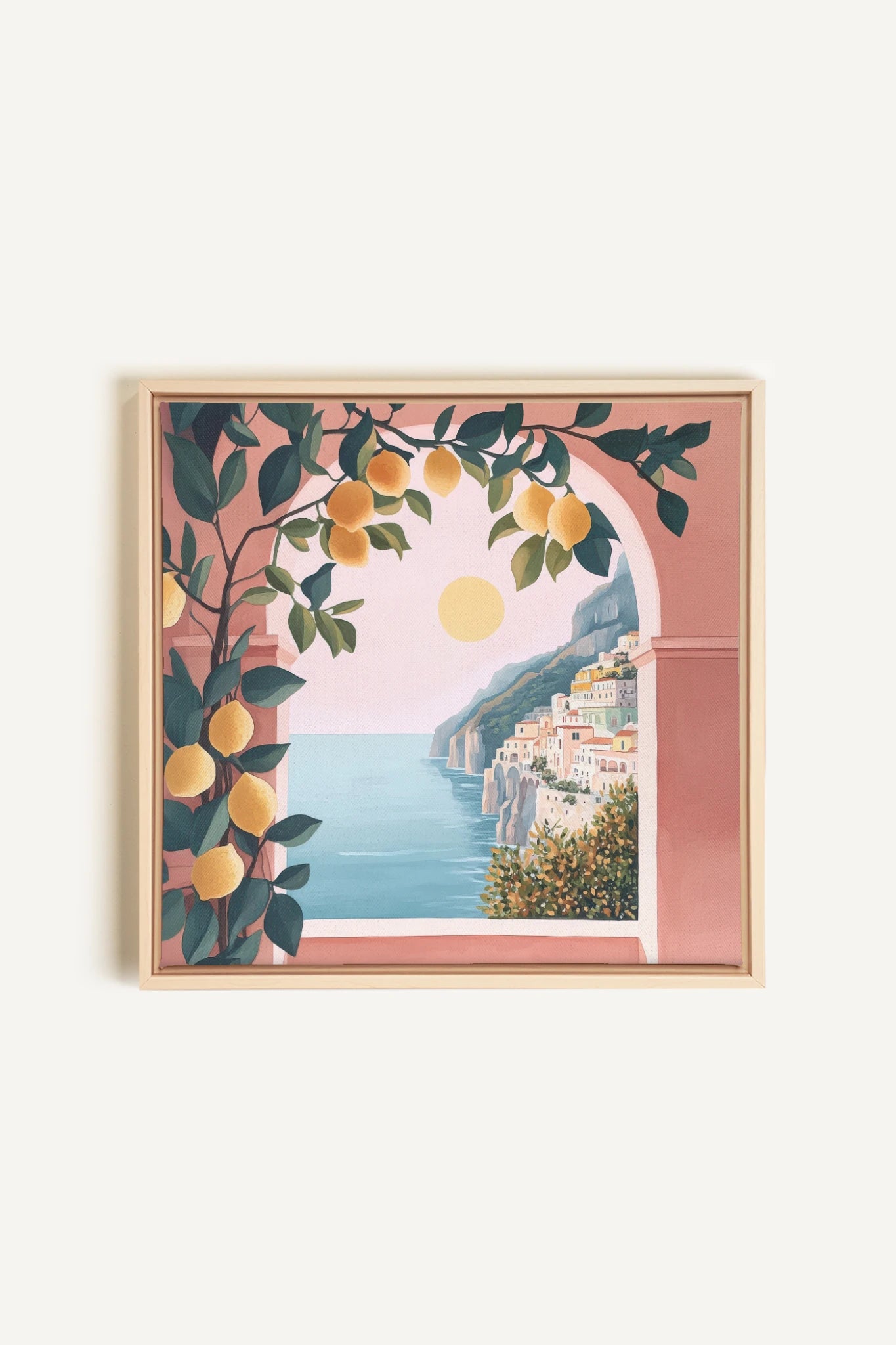 LIMONADE ROSE, Oeuvre sur toile étirée, encadré Naturel Clair