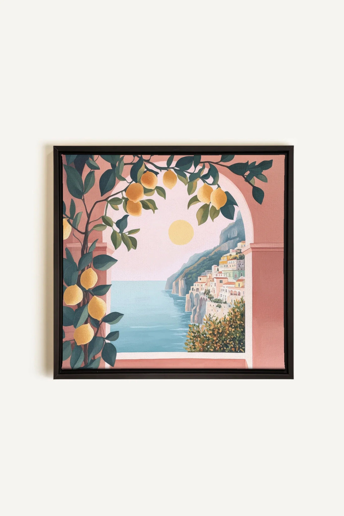 OLEKA CANVAS - LIMONADE ROSE, Oeuvre sur toile étirée, encadré Noir