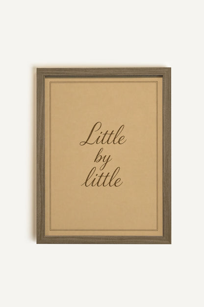 LITTLE BY LITTLE, Work on rigid canvas, framed in brown oak