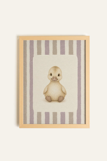 LITTLE DUCKLING, Painting on rigid canvas, framed in Light Natural