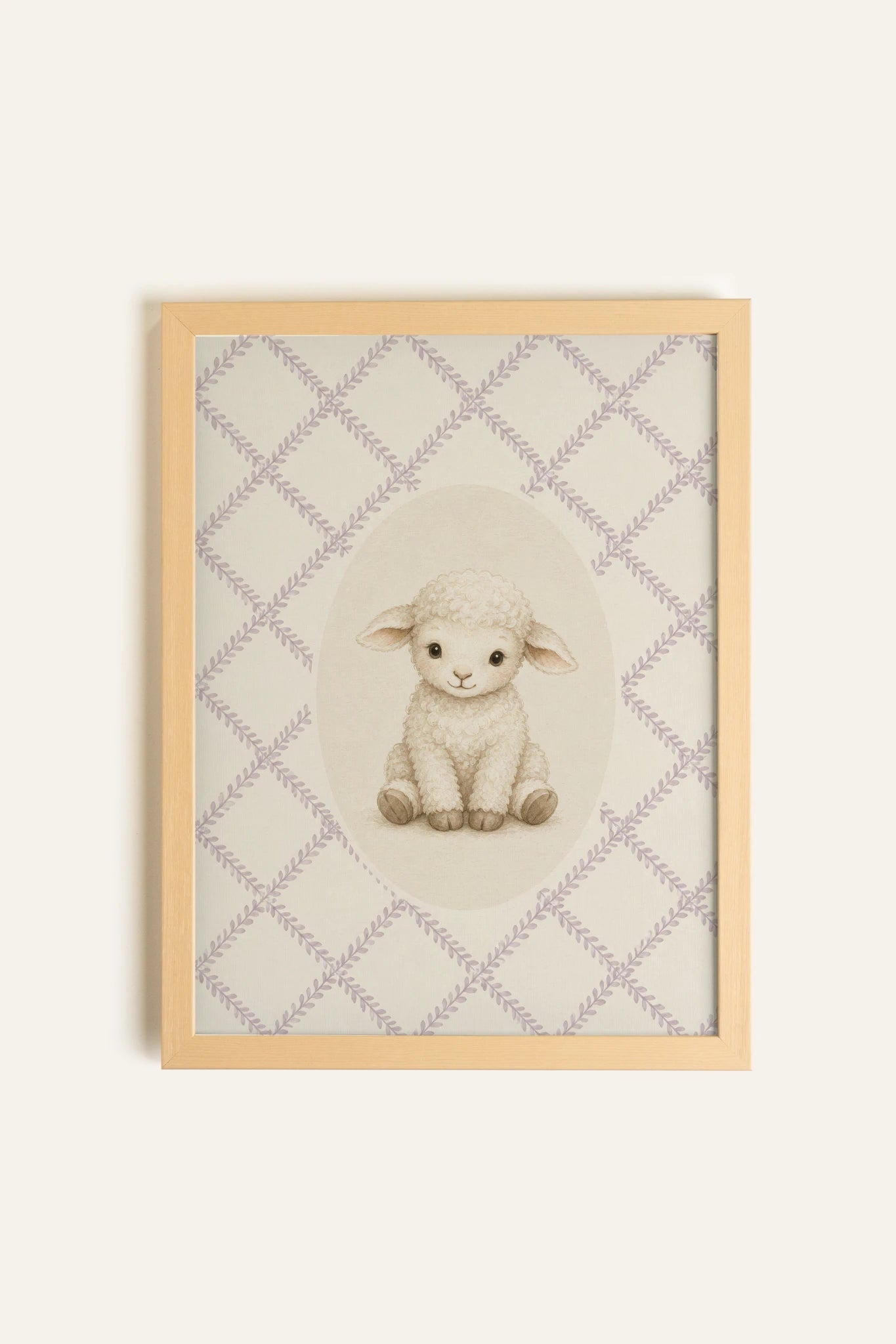 LITTLE LAMB, Oeuvre sur toile rigide, encadré Naturel Clair