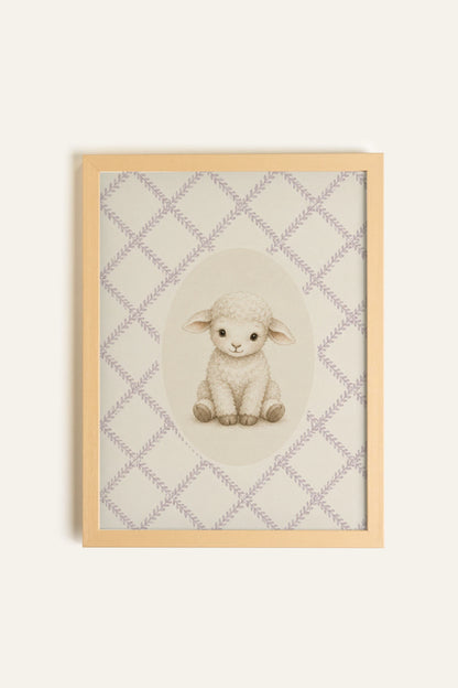 LITTLE LAMB, Oeuvre sur toile rigide, encadré Naturel Clair