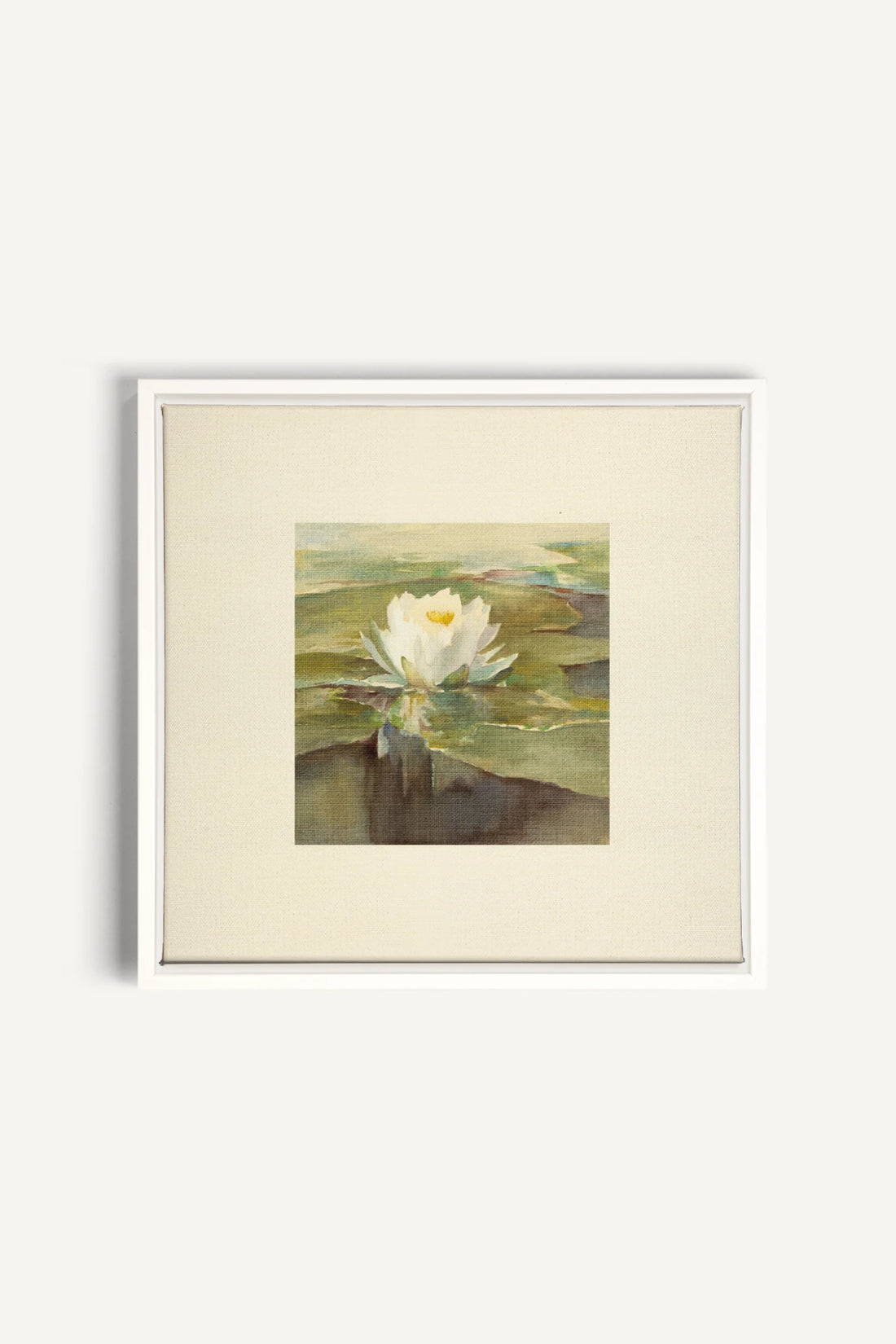 LOTUS DE LIN, Oeuvre sur toile étirée, encadré Blanc