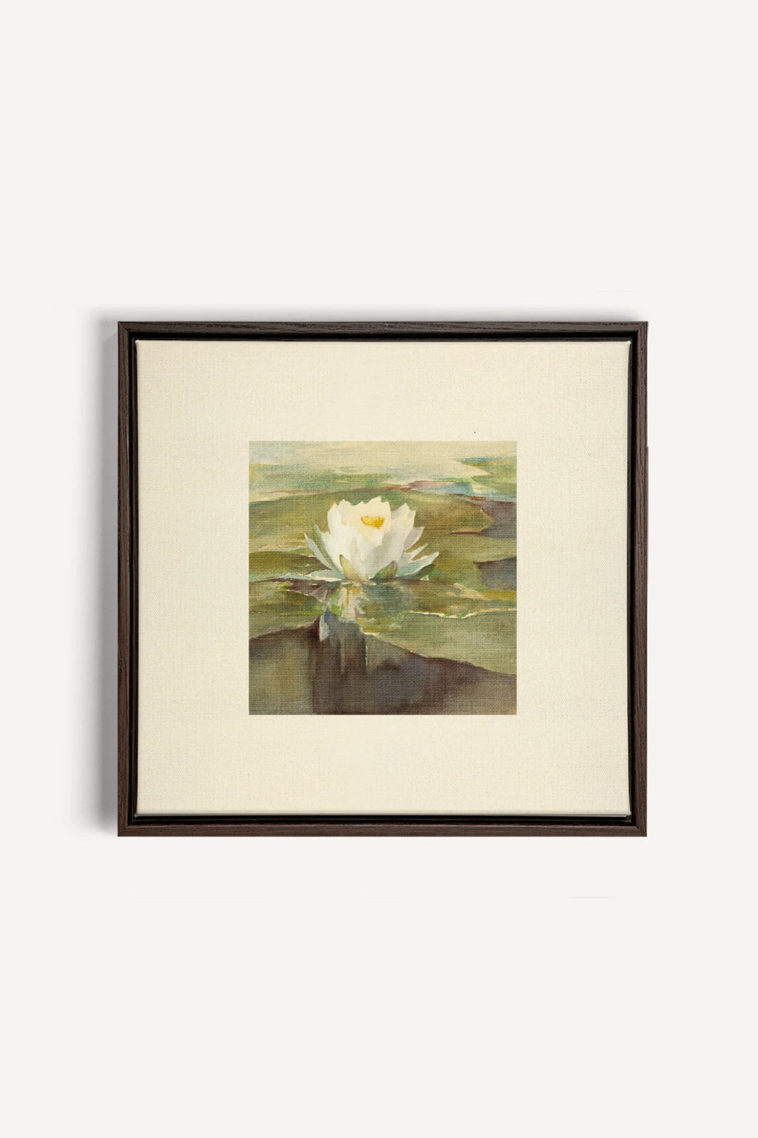LOTUS DE LIN, Oeuvre sur toile étirée, encadré Brun Noyer