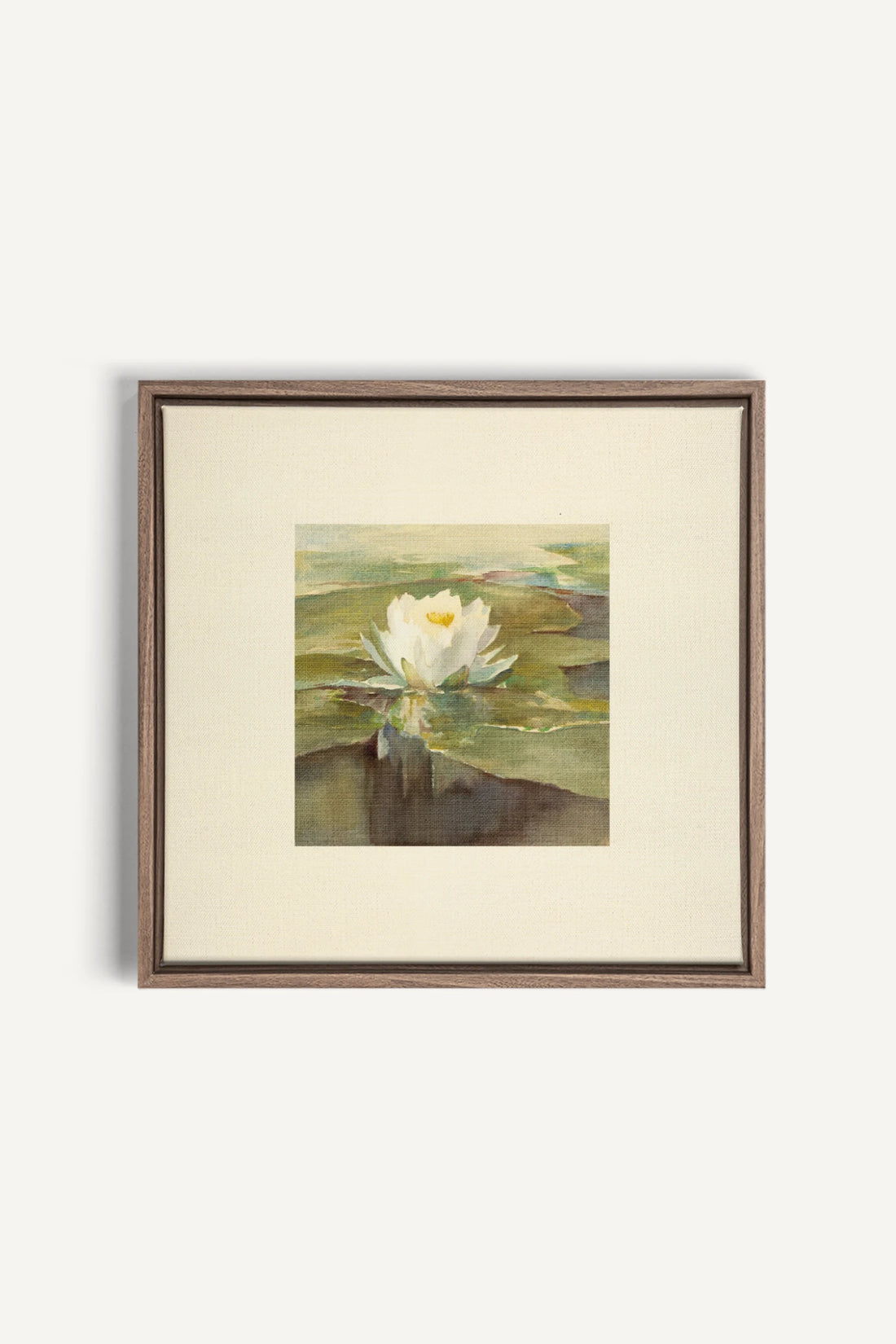 LOTUS DE LIN, Oeuvre sur toile étirée, encadré Brun Chêne