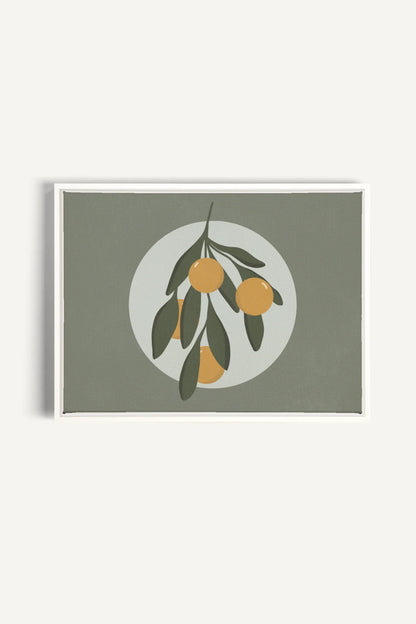 OLEKA CANVAS - LUNAR CITRUS, Oeuvre sur toile étirée, encadré Blanc