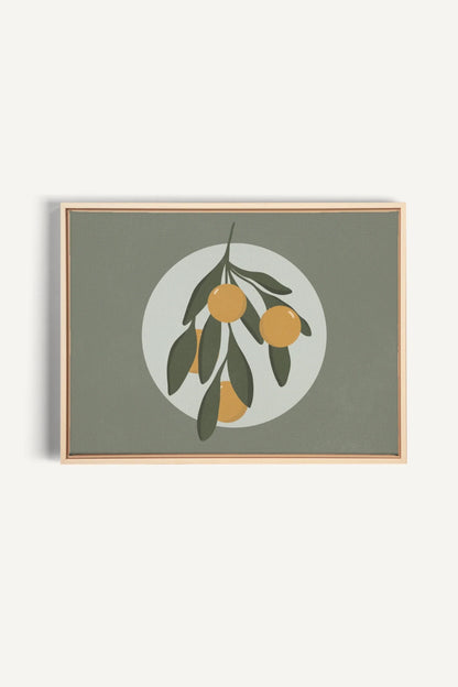 OLEKA CANVAS - LUNAR CITRUS, Oeuvre sur toile étirée, encadré Naturel Clair