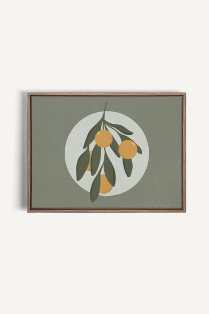 OLEKA CANVAS - LUNAR CITRUS, Oeuvre sur toile étirée, encadré Brun Chêne