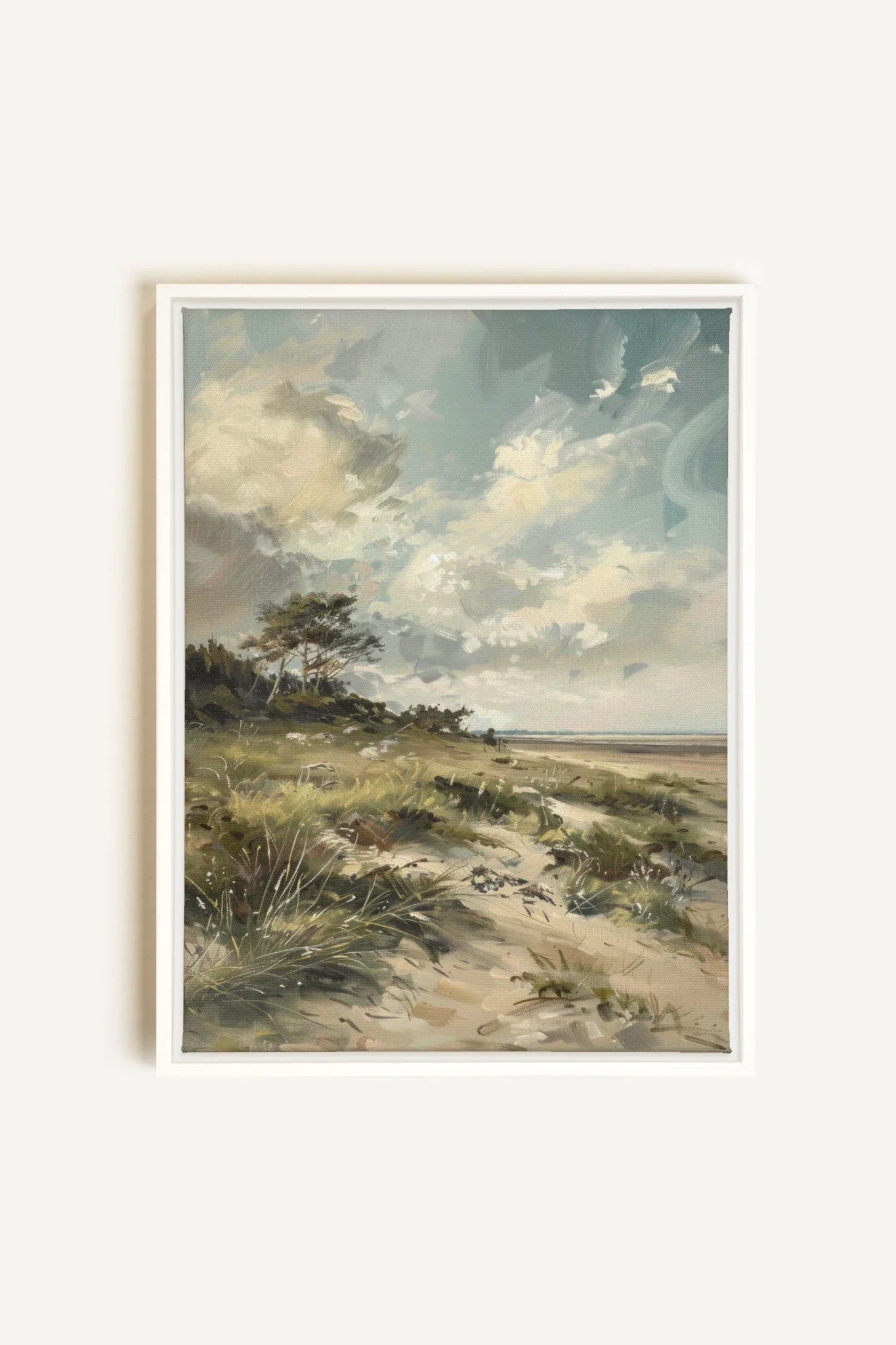 OLEKA CANVAS - LUSH LITTORAL, Oeuvre sur toile étirée, encadré Blanc