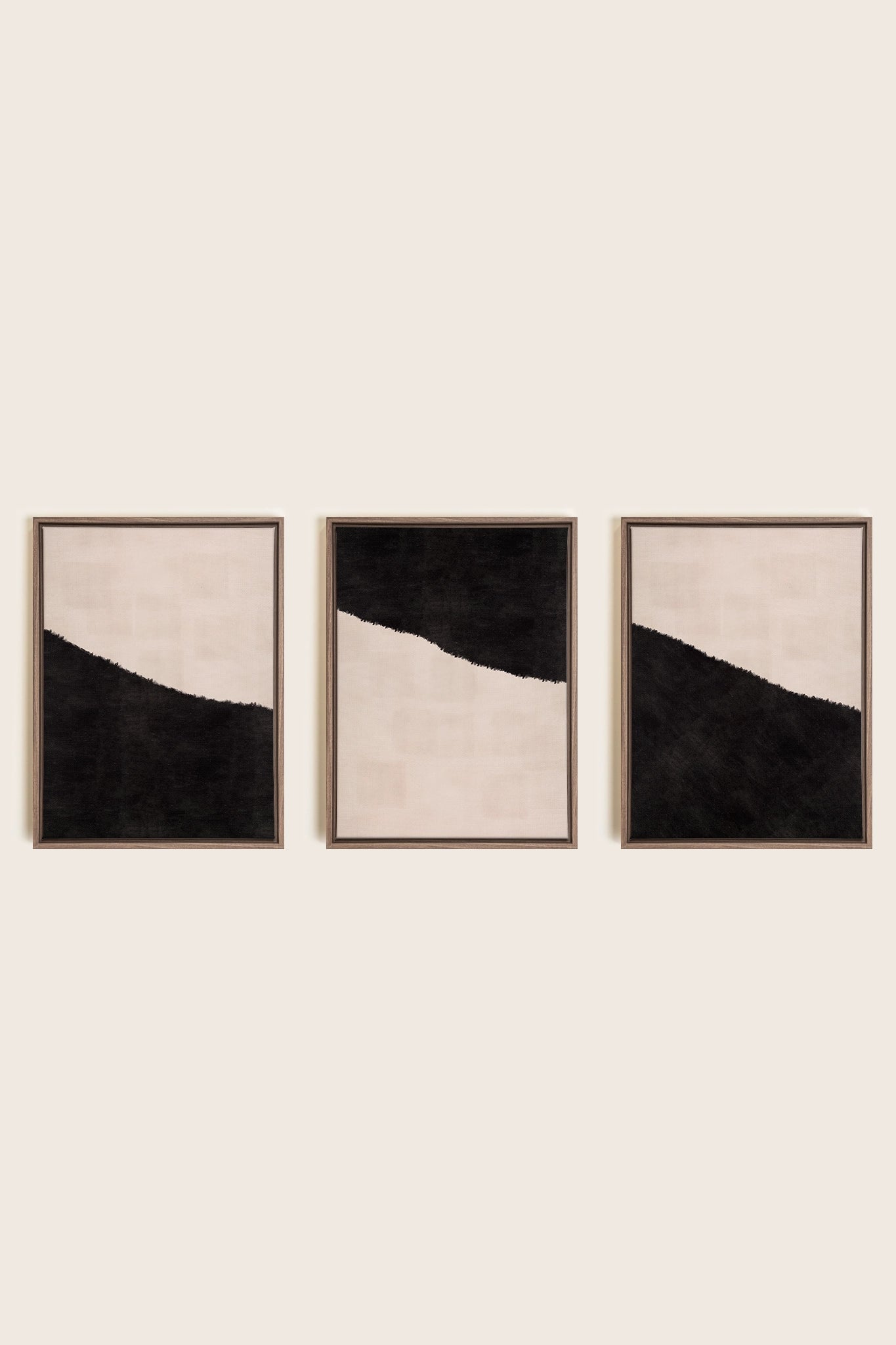 LUXE TRIO, 3 Oeuvres sur toile étirée, encadré Brun Chêne