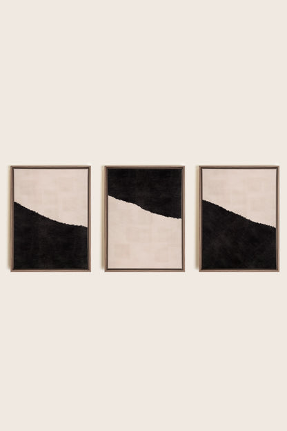 LUXE TRIO, 3 Oeuvres sur toile étirée, encadré Brun Chêne