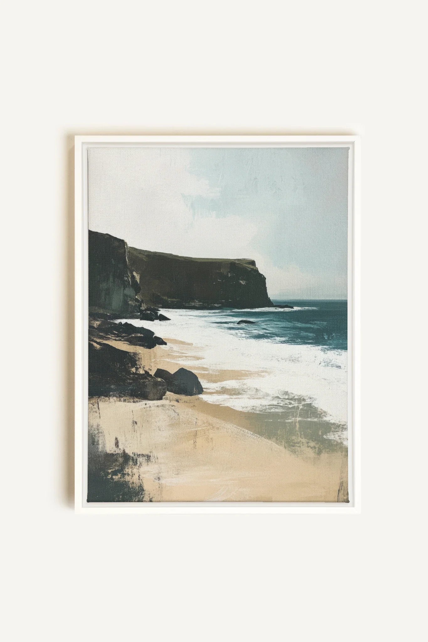 OLEKA CANVAS - MAJESTIC CLIFFS, Oeuvre sur toile étirée, encadré Blanc
