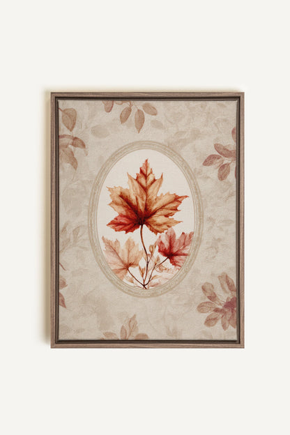 MAPLE MEMORY, Artwork on stretched canvas, framed in Brown Oak