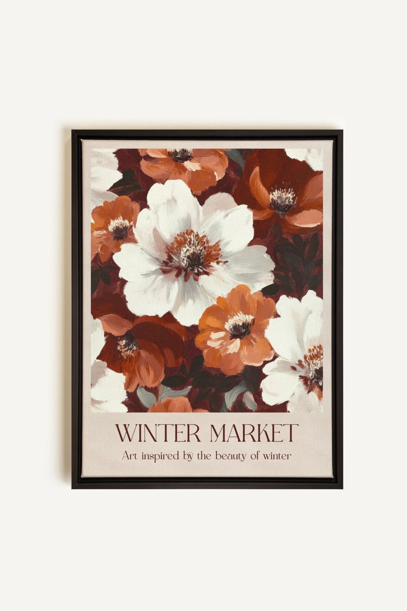 OLEKA CANVAS - MARCHÉ HIVERNAL I, Oeuvre sur toile étirée, encadré Noir