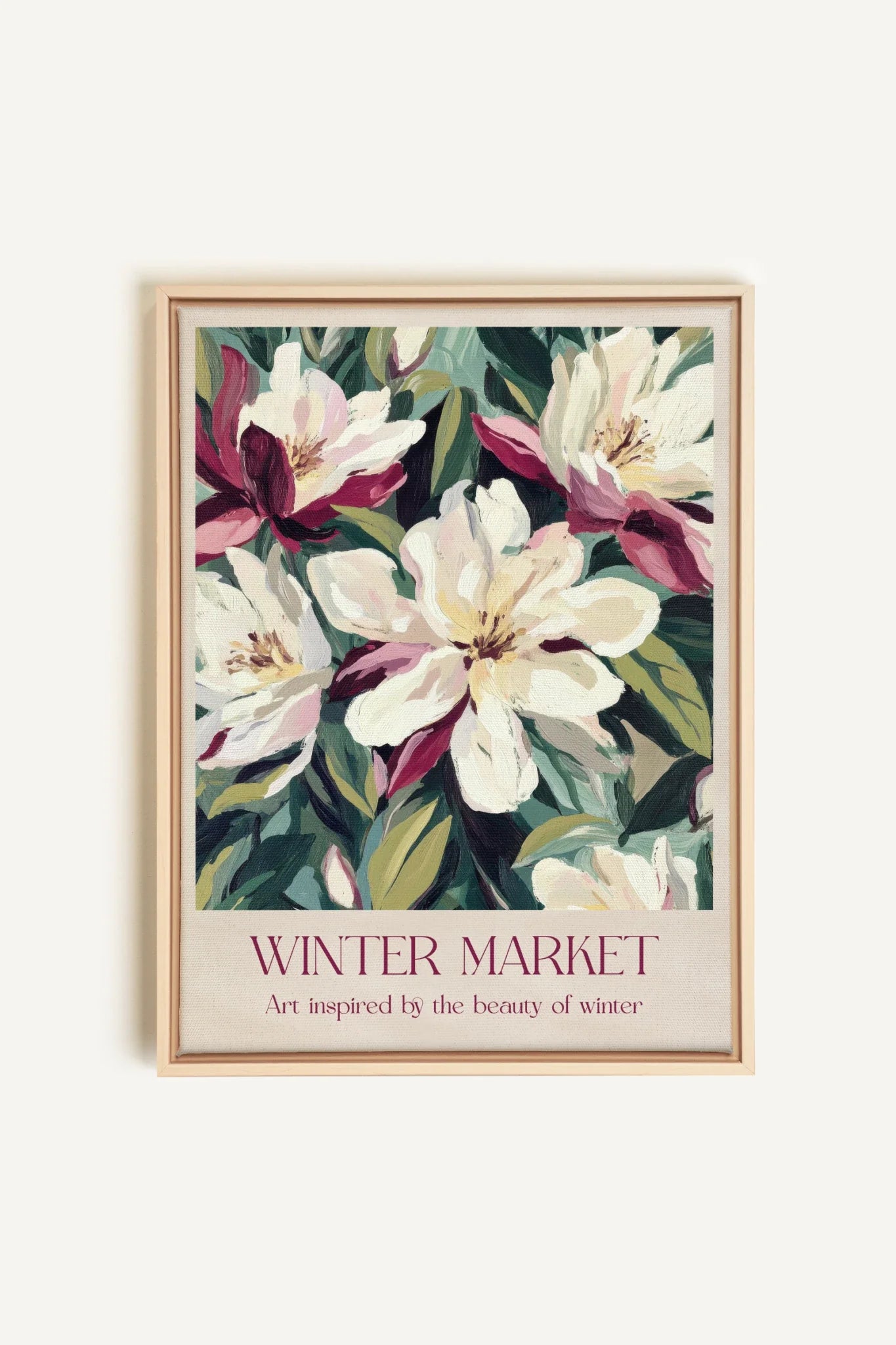 OLEKA CANVAS - MARCHÉ HIVERNAL II, Oeuvre sur toile étirée, encadré Naturel Clair