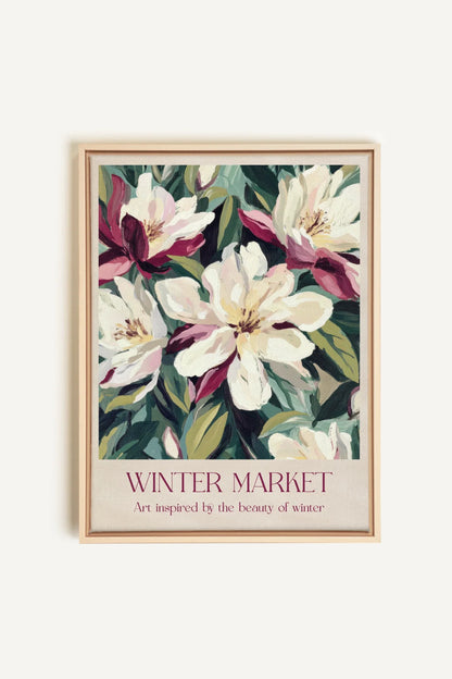 OLEKA CANVAS - MARCHÉ HIVERNAL II, Oeuvre sur toile étirée, encadré Naturel Clair