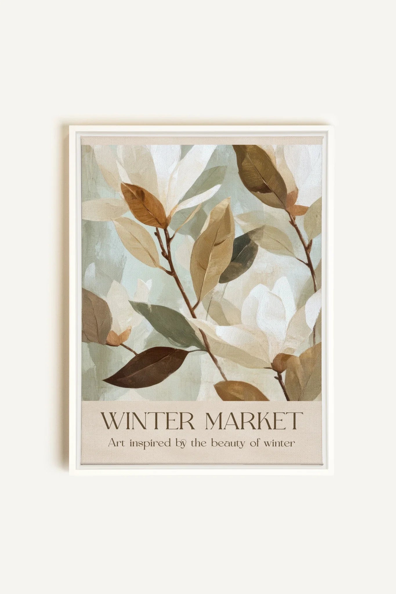 OLEKA CANVAS - MARCHÉ HIVERNAL III, Oeuvre sur toile étirée, encadré Blanc