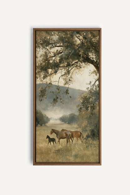 MEADOW FAMILY, Oeuvre sur toile étirée, encadré Brun Chêne