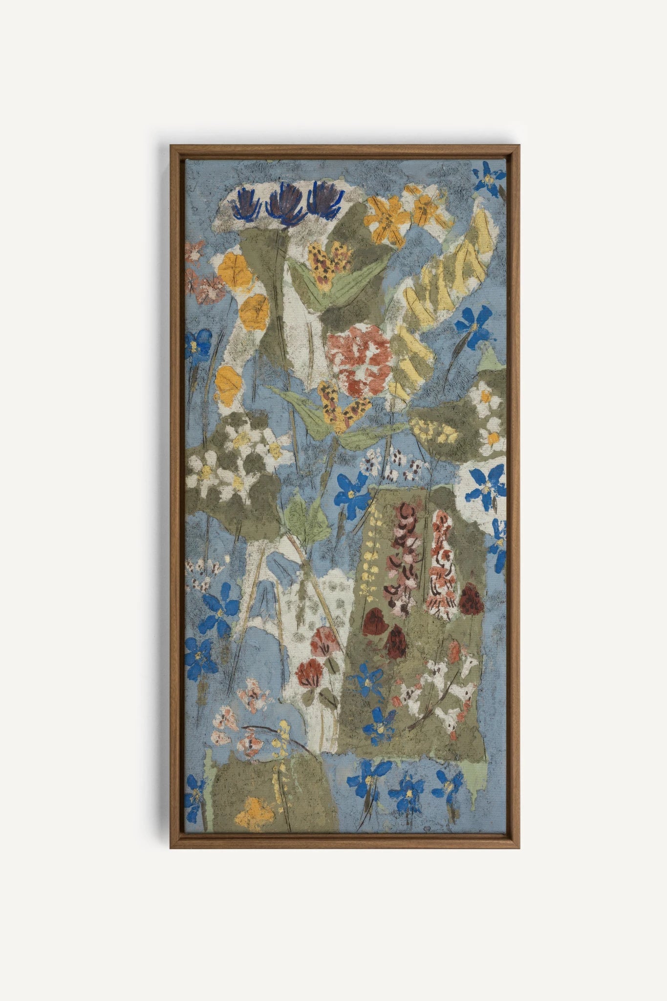MEADOW TAPESTRY, Work on stretched canvas, framed Oak Brown