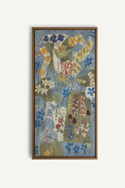 MEADOW TAPESTRY, Work on stretched canvas, framed Oak Brown