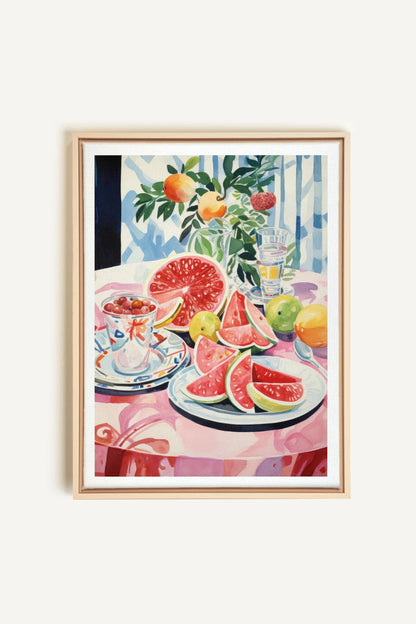 OLEKA CANVAS - MELON OASIS HARVEST, Oeuvre sur toile étirée, encadré Naturel Clair