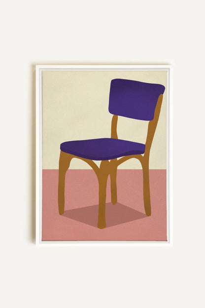 OLEKA CANVAS - MIDNIGHT CHAIR, Oeuvre sur toile étirée, encadré Blanc