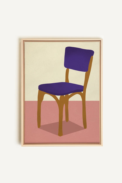 OLEKA CANVAS - MIDNIGHT CHAIR, Oeuvre sur toile étirée, encadré Naturel Clair