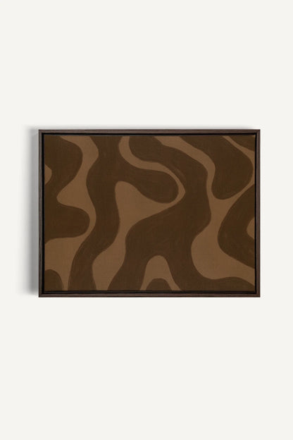 OLEKA CANVAS - MINERAL FLOW, Oeuvre sur toile étirée, encadré Brun Noyer