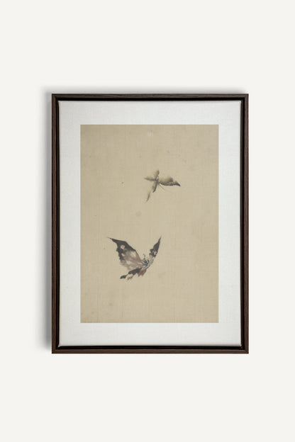 MISTY WINGS, Work on stretched canvas, framed Walnut Brown